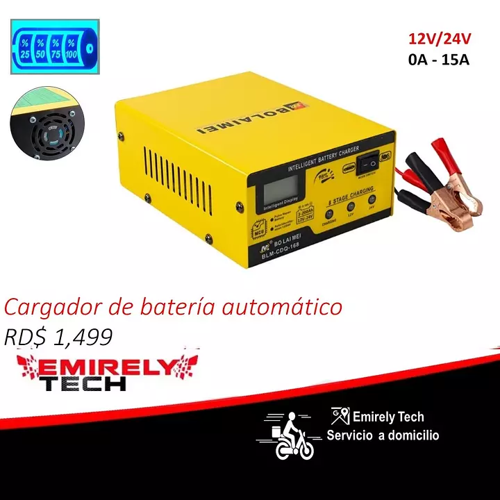 Corotos Cargador De Bateria Automatico 12V 24V 15A Para Vehiculo Motor