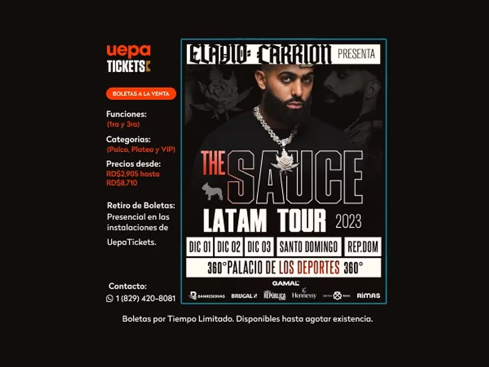 Corotos ELADIO CARRION THE SAUCE TOUR LATAM 2023 (BOLETAS PALCO)