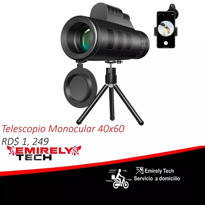 Telescopio Monocular 40x60 con Soporte rapido para Telefono Inteligente