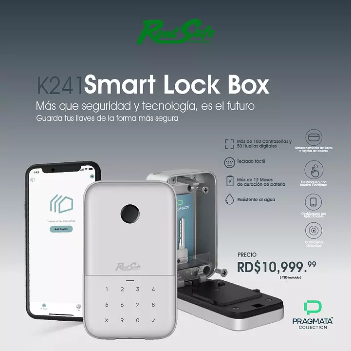 Caja fuerte inteligente para llaves. Rent Safe K241 Smart Lock Box.