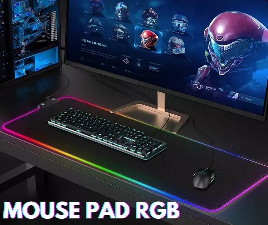 Mousepad Gaming HY-001 RGB de escritorio para Teclado y mouse, Goma Impermeable 