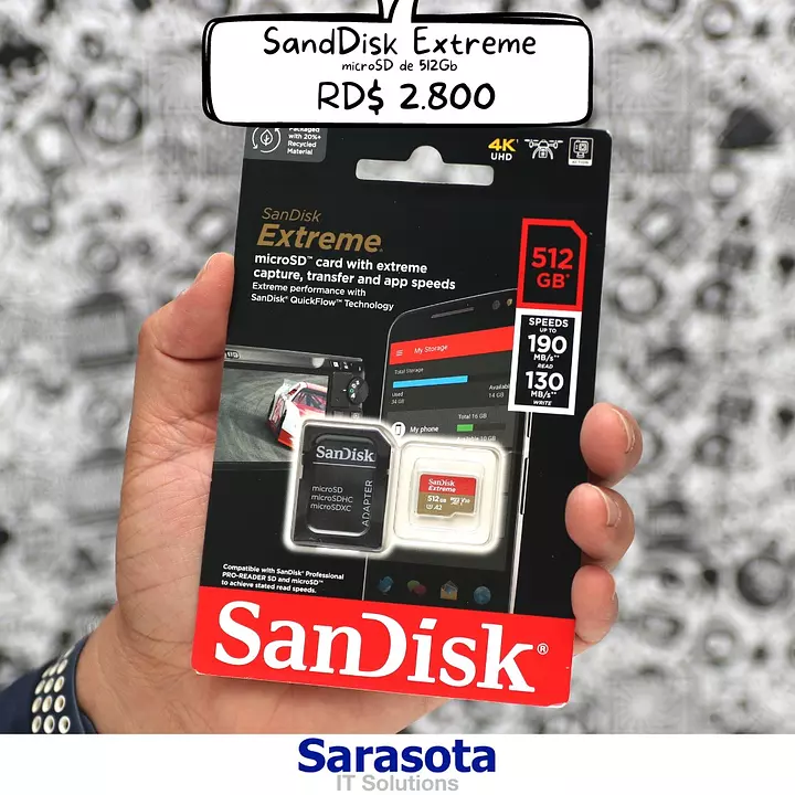 MicroSD 512Gb SanDisk Extreme (190 MB/s) con adaptador