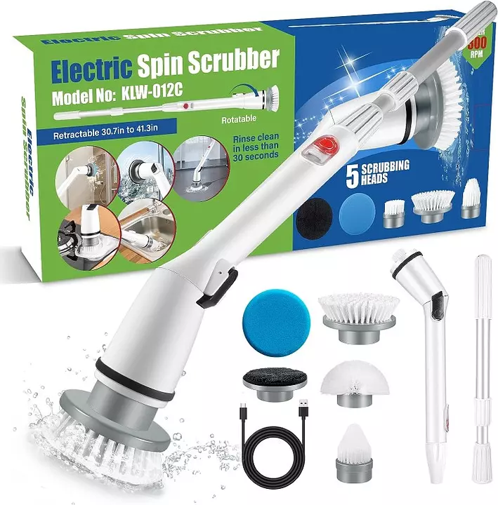 Cepillo Giratorio Eléctrico Con 5 Cabezales - Limpiador Inalámbrico Para Bañera, Suelos, Azulejos Y Cocina