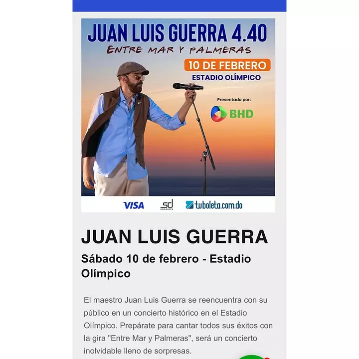 Corotos BOLETAS STANDING VIP DIGITALES CONCIERTO JUAN LUIS GUERRA